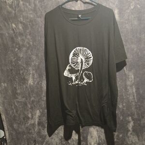 SHEIN Black Tee with White Mushroom Graphic